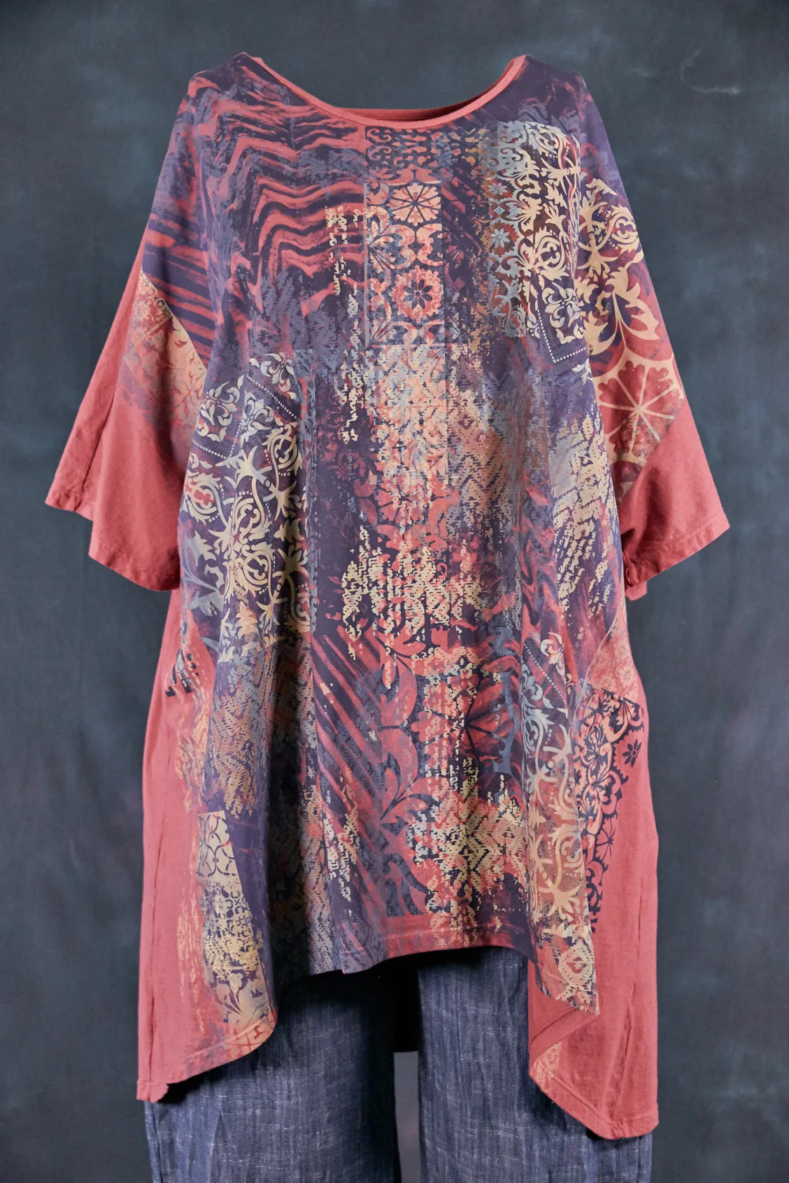 1581 Vertical Seamed Drawcord Tunic-Rose Canyon-Marrakesh-P
