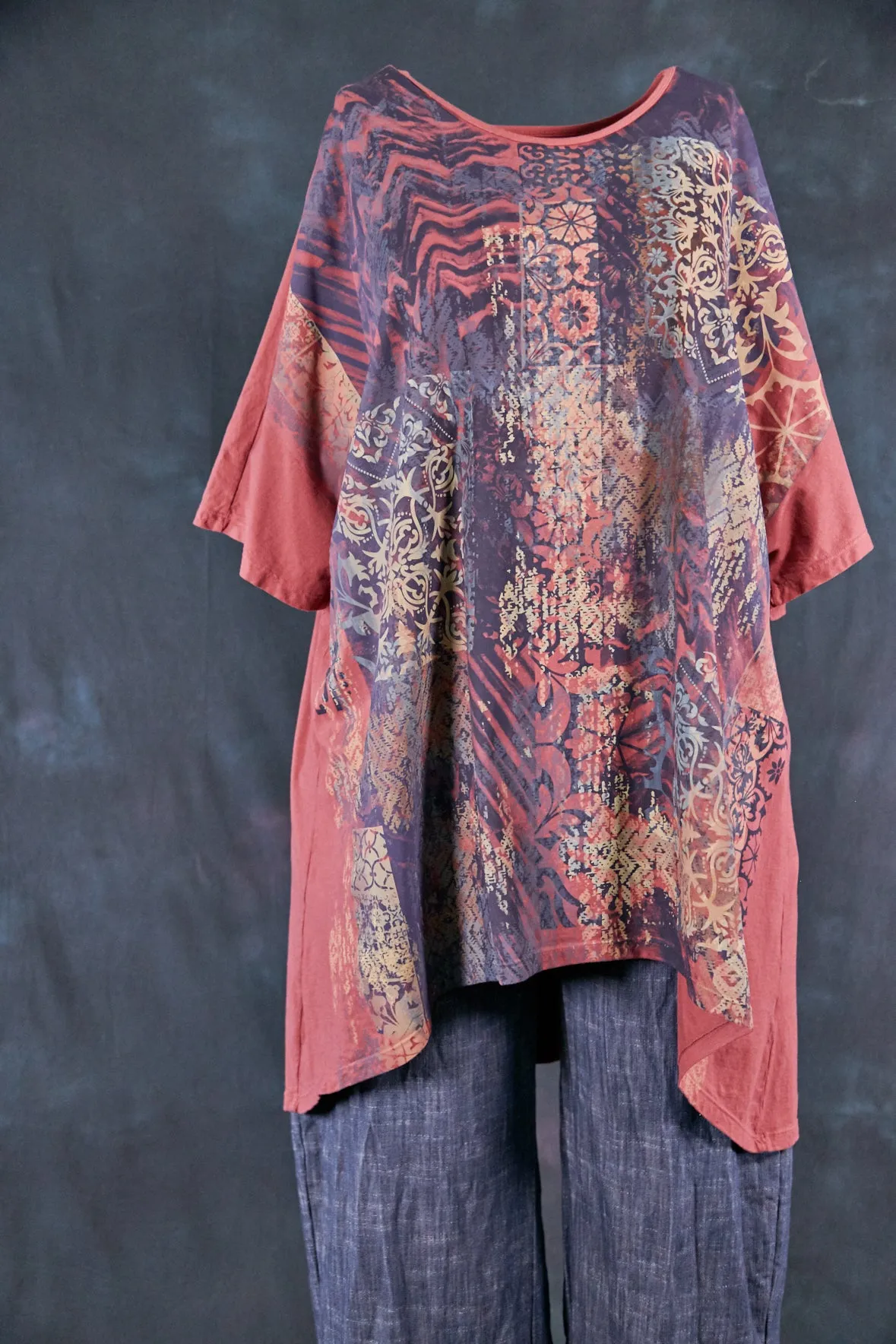1581 Vertical Seamed Drawcord Tunic-Rose Canyon-Marrakesh-P
