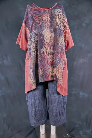 1581 Vertical Seamed Drawcord Tunic-Rose Canyon-Marrakesh-P