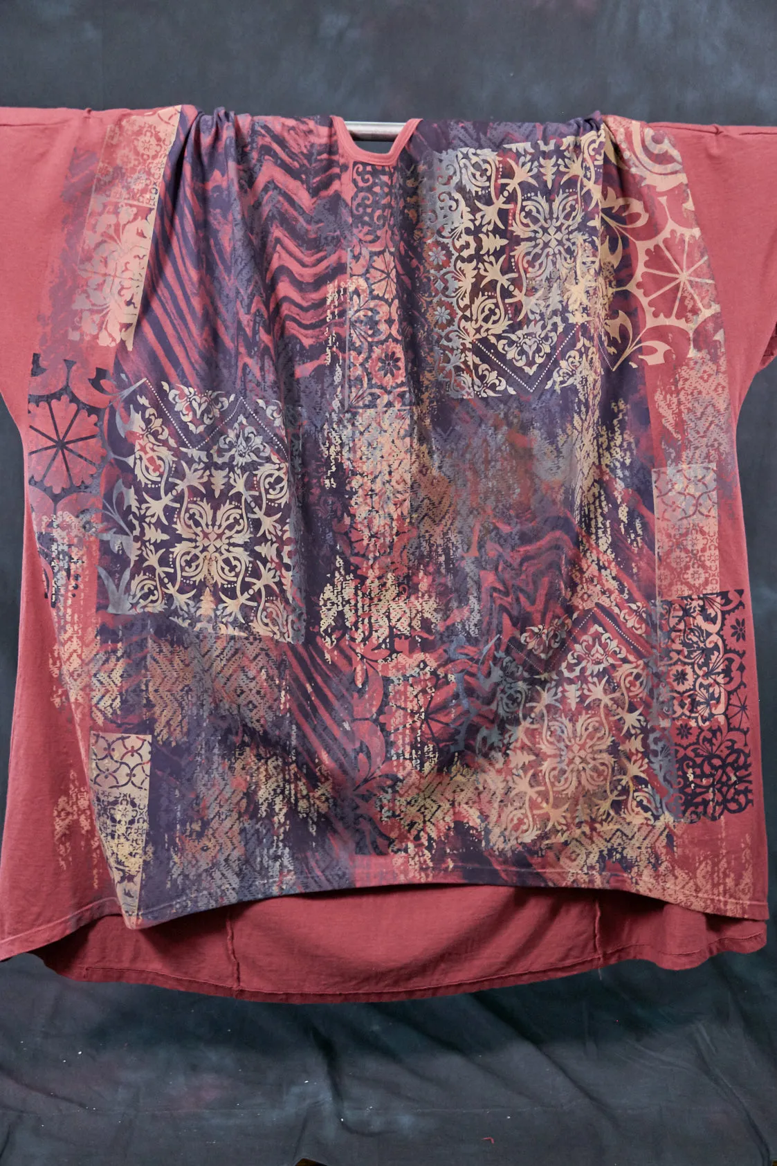 1581 Vertical Seamed Drawcord Tunic-Rose Canyon-Marrakesh-P