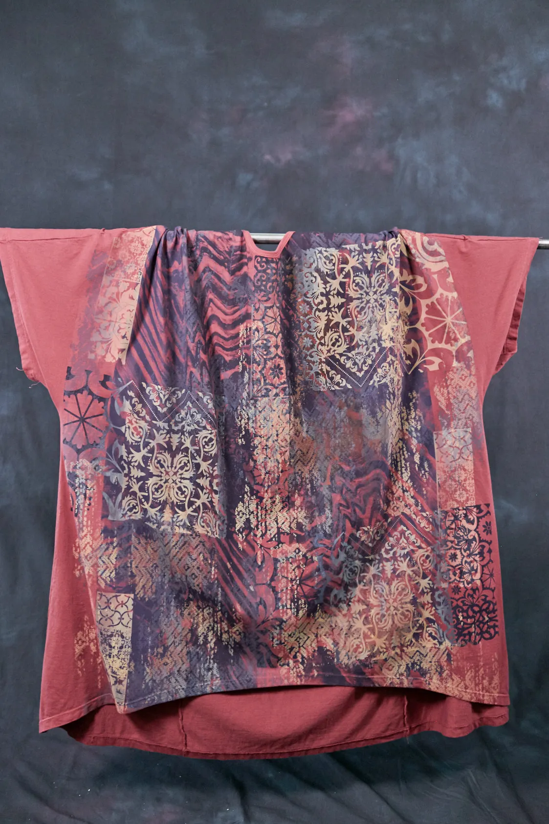 1581 Vertical Seamed Drawcord Tunic-Rose Canyon-Marrakesh-P