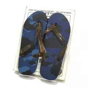 [8] DS! A Bathing Ape Bape Vintage Color Camo Beach Sandals Navy