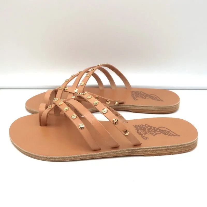 Ancient Greek Sandals Apli Amalia Nails Slide Sandals Beige Leather Size 38 NEW