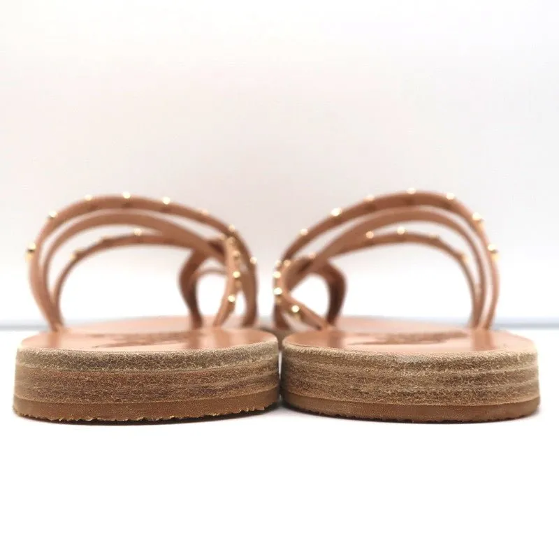 Ancient Greek Sandals Apli Amalia Nails Slide Sandals Beige Leather Size 38 NEW