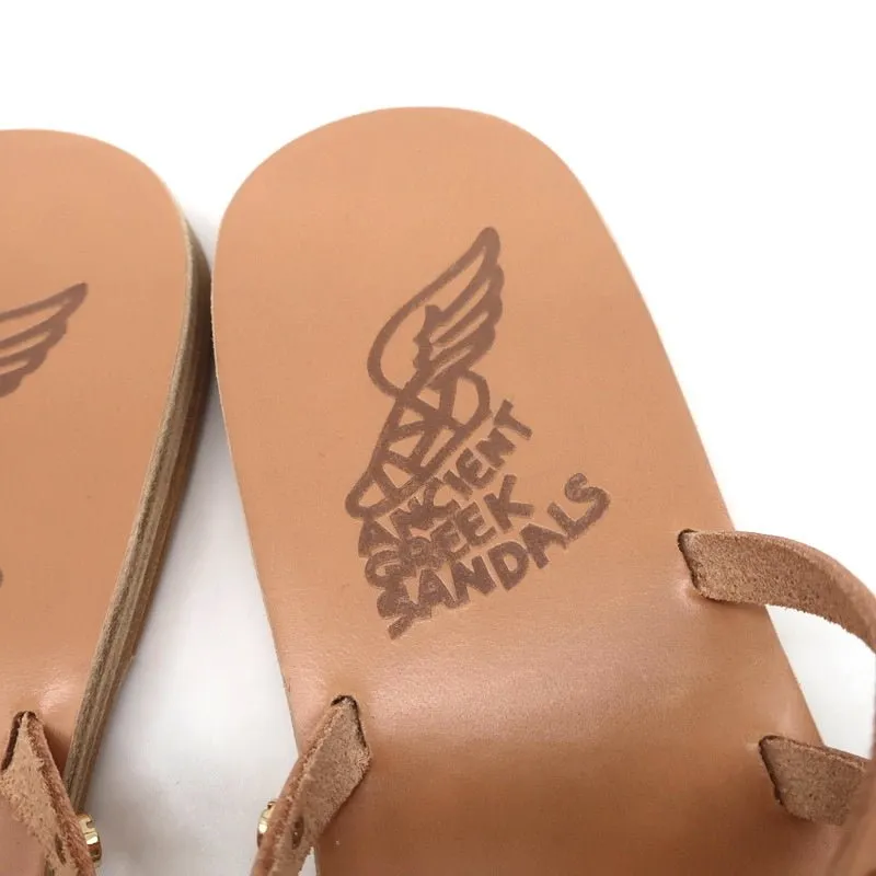 Ancient Greek Sandals Apli Amalia Nails Slide Sandals Beige Leather Size 38 NEW