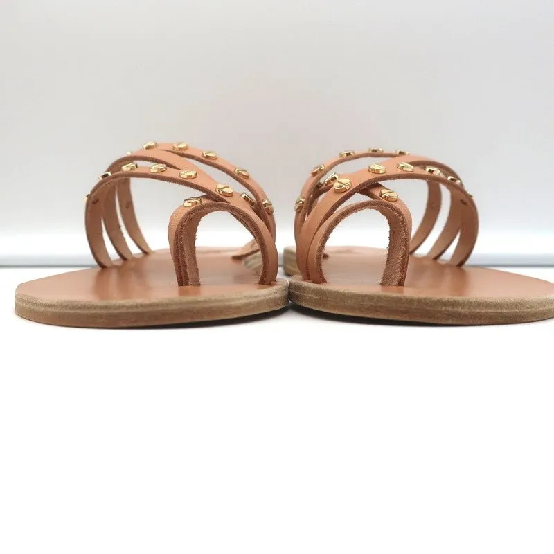 Ancient Greek Sandals Apli Amalia Nails Slide Sandals Beige Leather Size 38 NEW