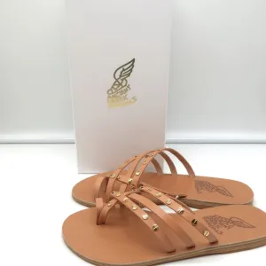 Ancient Greek Sandals Apli Amalia Nails Slide Sandals Beige Leather Size 38 NEW