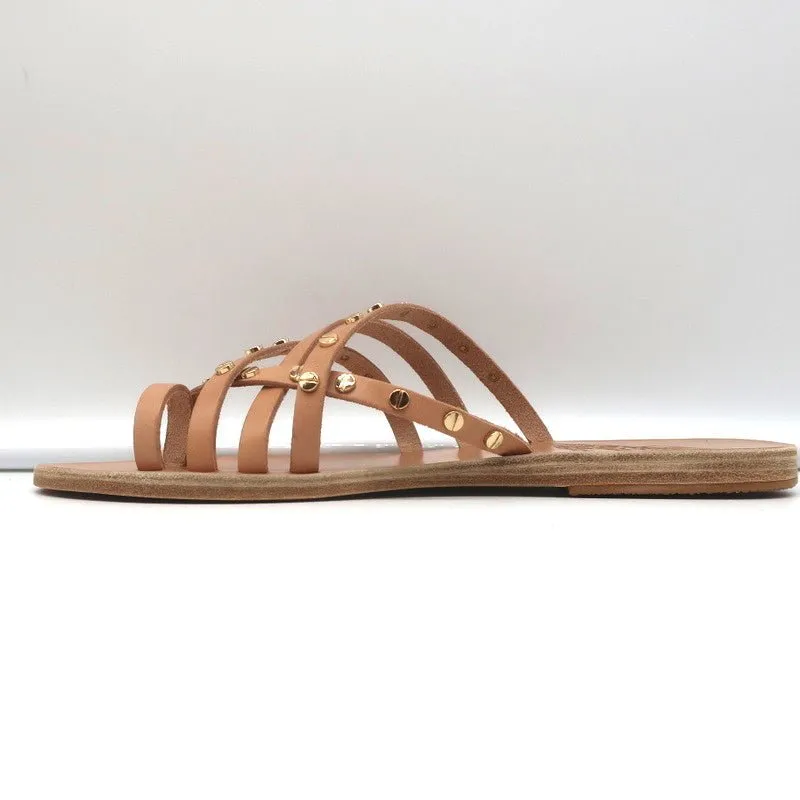 Ancient Greek Sandals Apli Amalia Nails Slide Sandals Beige Leather Size 38 NEW