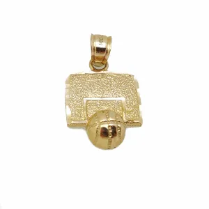 Basketball Backboard w/ Ball Pendant Diamond Cut (14K)
