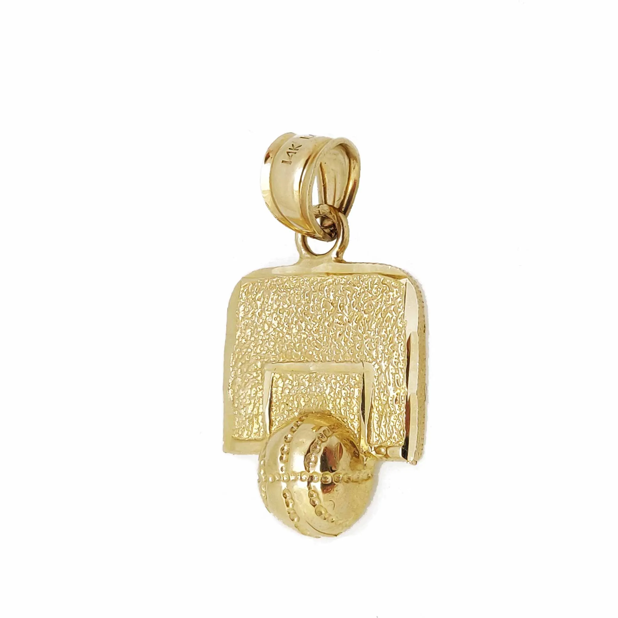Basketball Backboard w/ Ball Pendant Diamond Cut (14K)