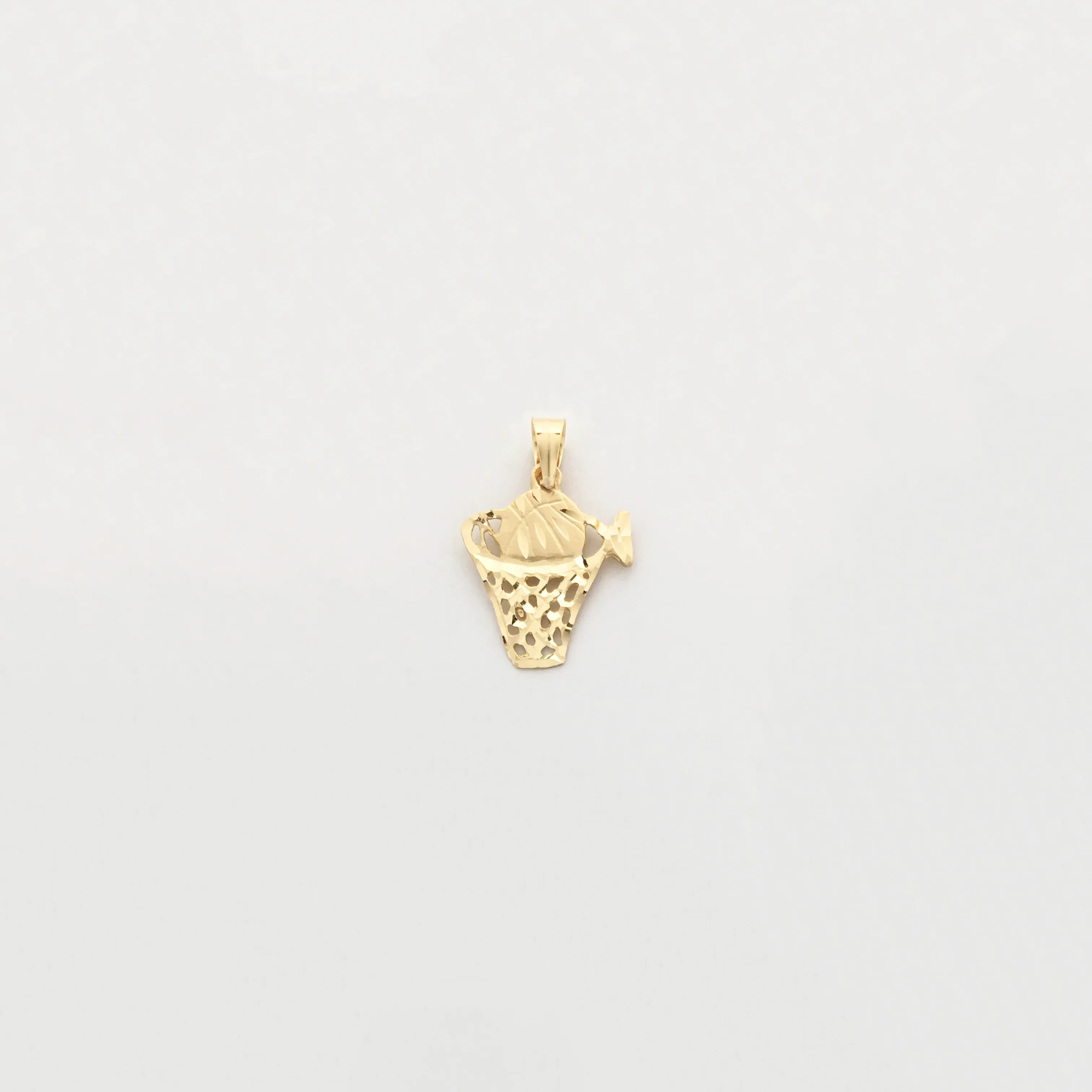 Basketball Hoops Diamond Cut Pendant (14K)