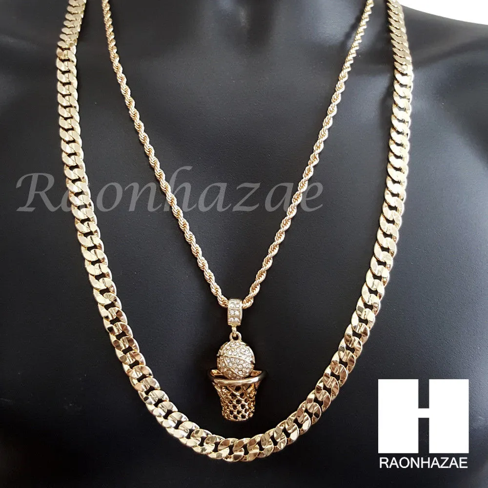 BASKETBALL ROPE CHAIN DIAMOND CUT 30" CUBAN LINK CHAIN NECKLACE S60