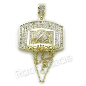 BIG BASKETBALL BACKBOARD ROPE CHAIN DIAMOND CUT CUBAN CHAIN NECKLACE G64