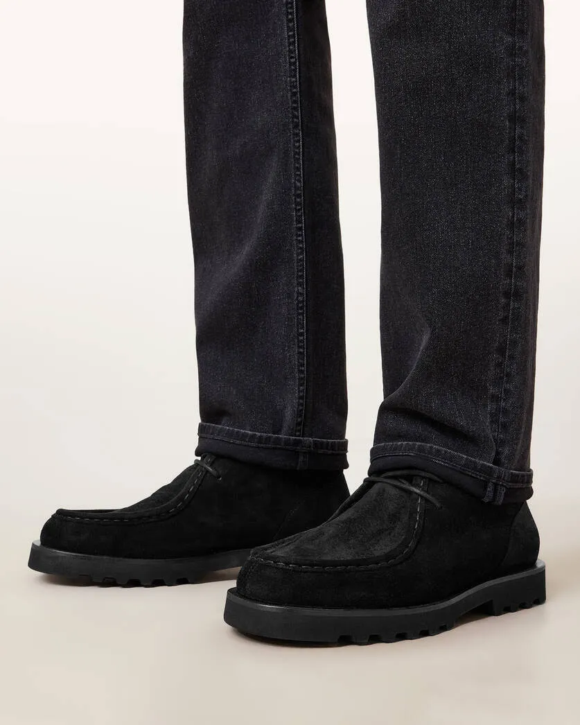 Black Suede Leather Gabrovo Chukka Lace Up Boots With Sneakers Sole - Chukka Boots