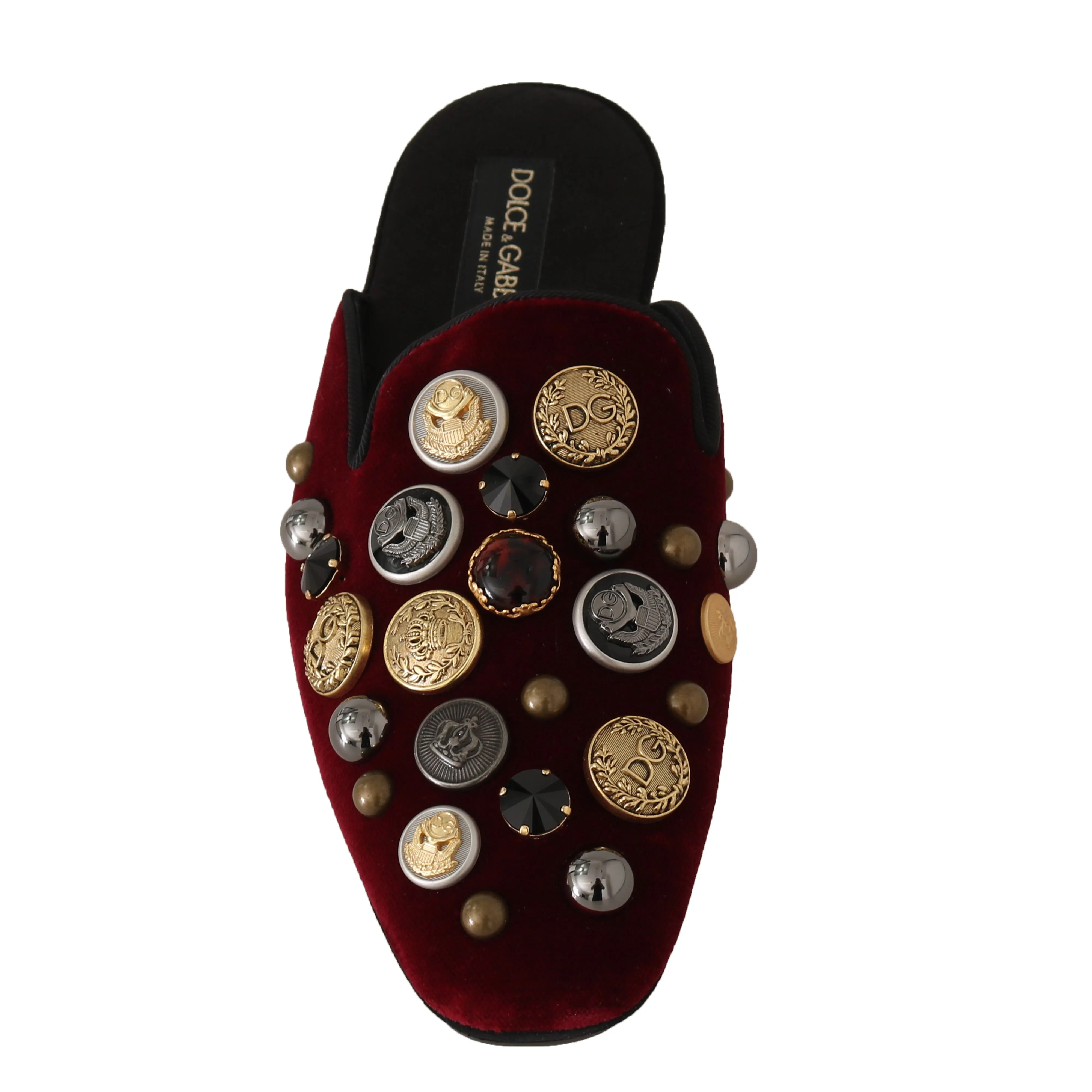 Bordeaux Velvet Crystal Slides Slippers