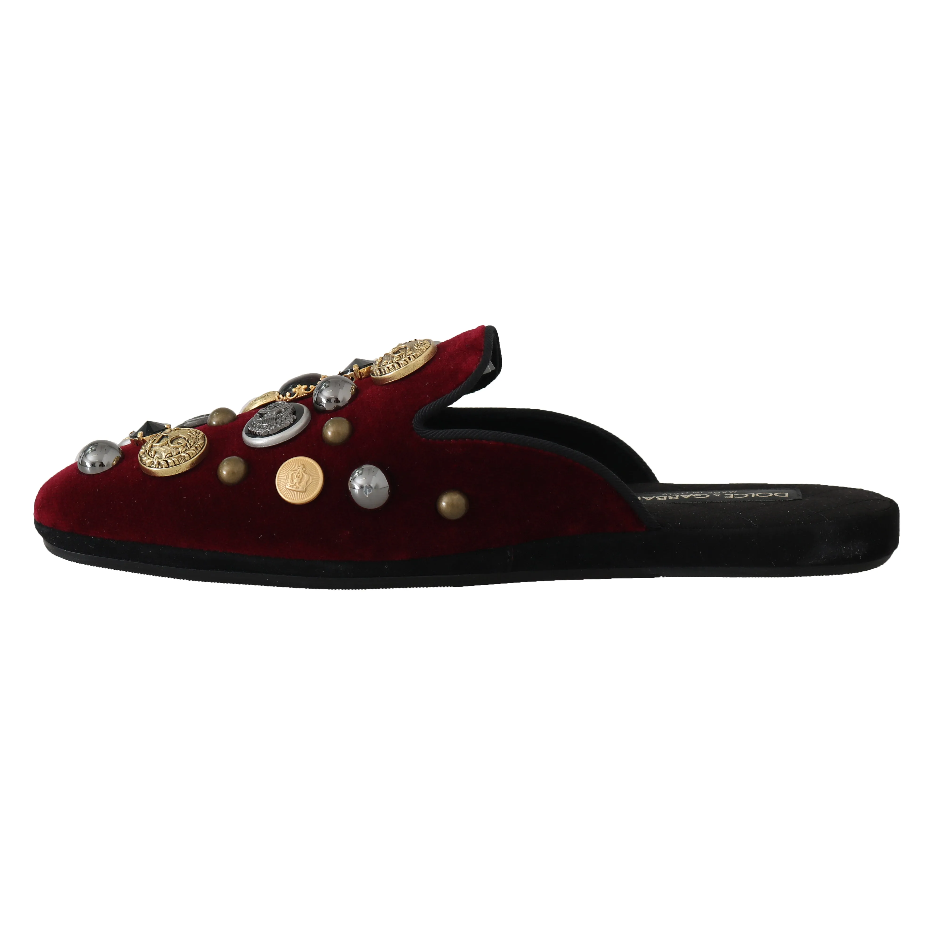 Bordeaux Velvet Crystal Slides Slippers