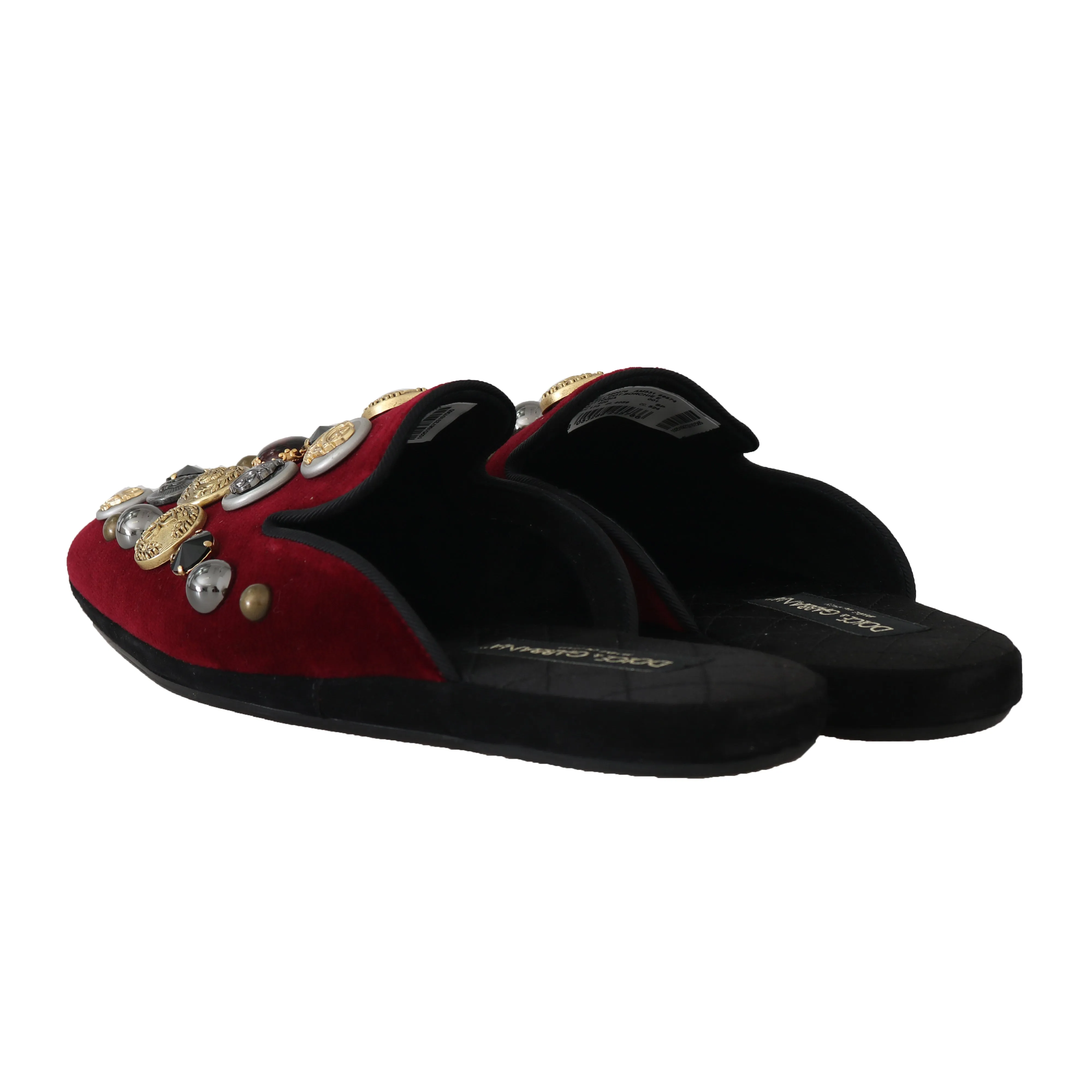 Bordeaux Velvet Crystal Slides Slippers