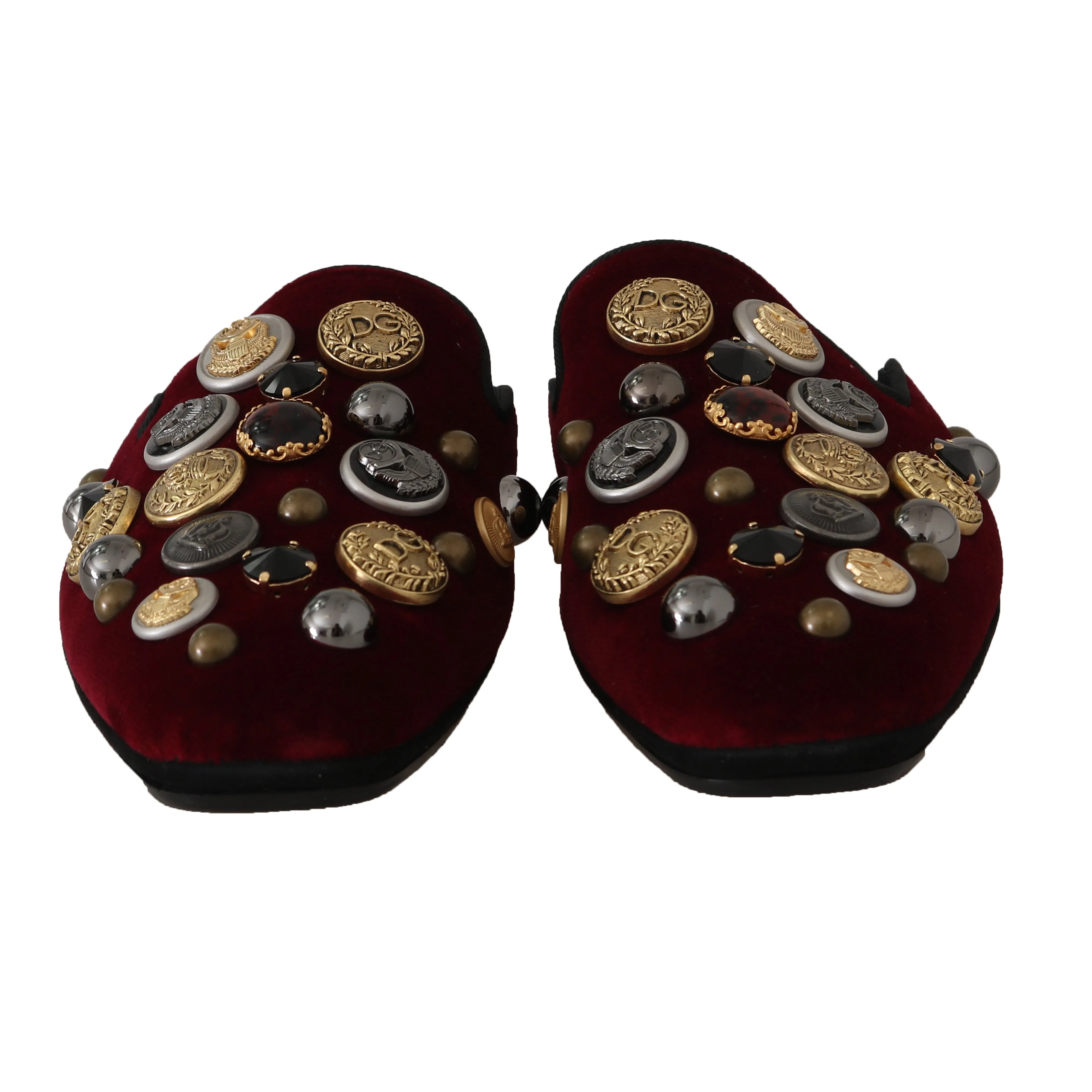 Bordeaux Velvet Crystal Slides Slippers