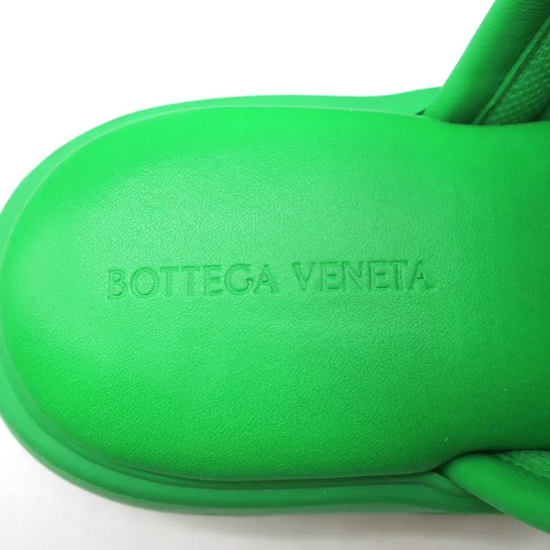 Bottega Veneta Flash Slide Sandals Green Leather-Trim Fabric Size 38