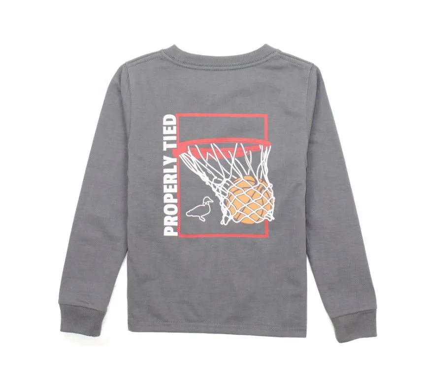 Boys Swoosh LS Battleship Grey || Properly Tied