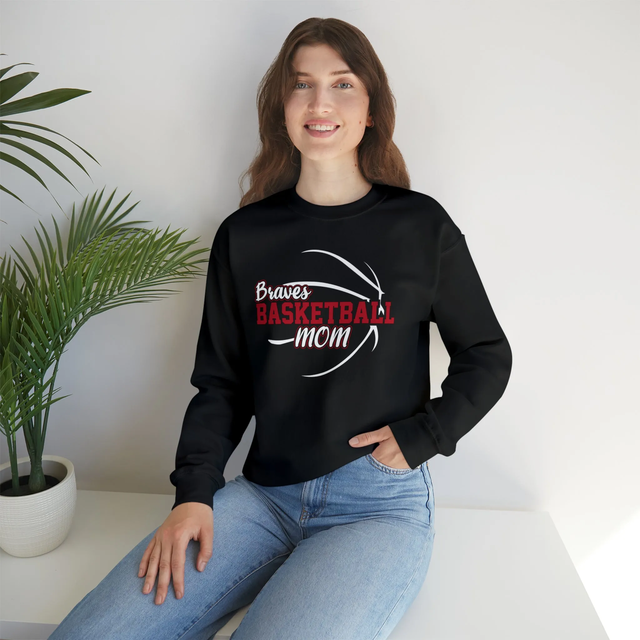 Braves Basketball Mom Unisex Heavy Blend™ Crewneck Sweatshirt