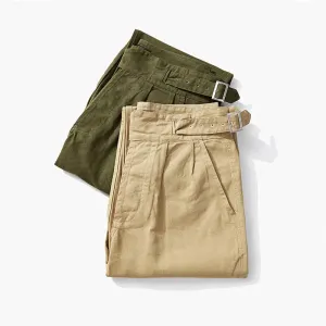 British Gurkha Casual Pants - Men's Khaki Loose Mid Bermuda Trousers with Adjustable Belts for Autumn Fashion