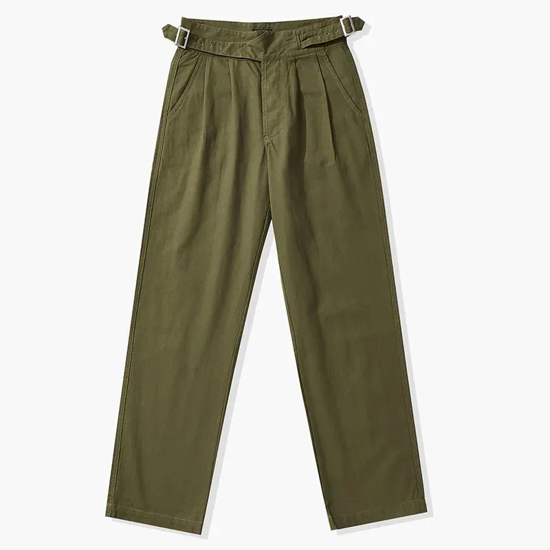 British Gurkha Casual Pants - Men's Khaki Loose Mid Bermuda Trousers with Adjustable Belts for Autumn Fashion