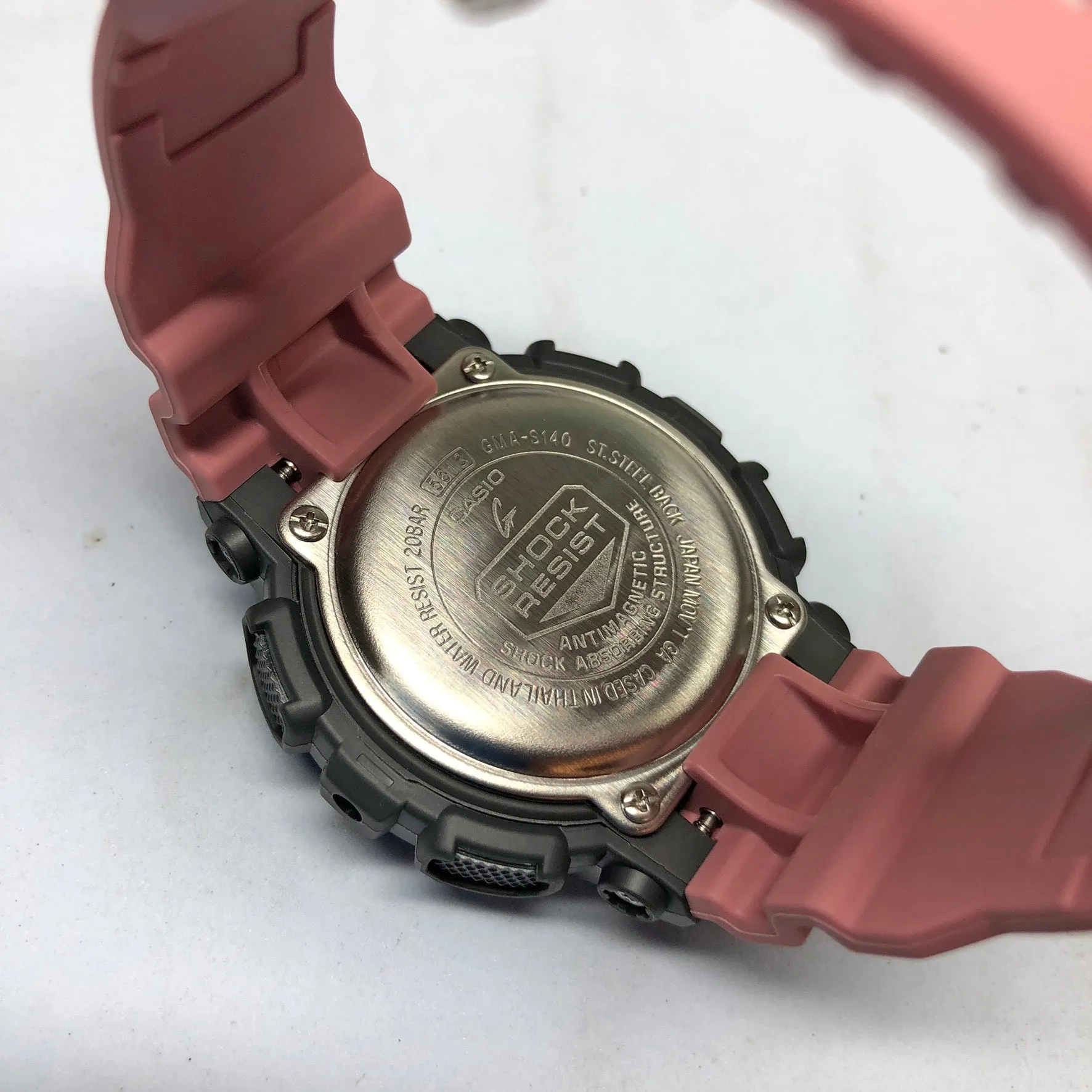 Casio G-Shock GMAS140-4A Peach Pink Womens Watch 90's Colors