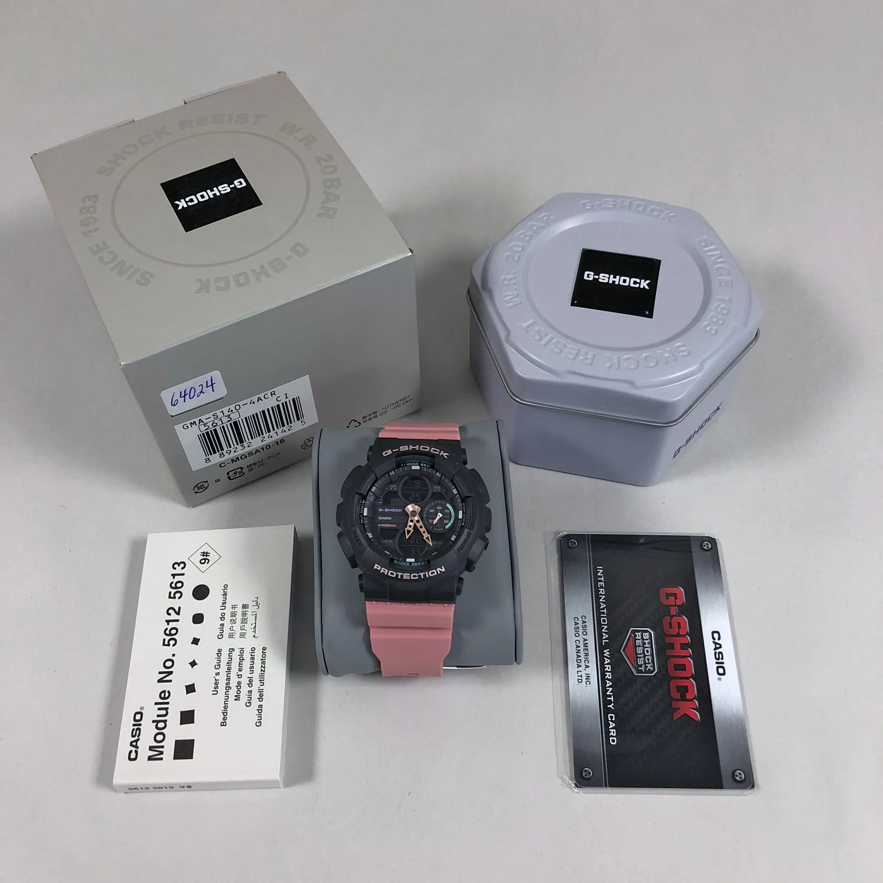 Casio G-Shock GMAS140-4A Peach Pink Womens Watch 90's Colors