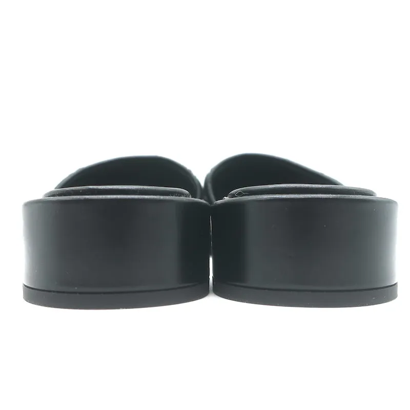 Chanel CC Velvet Slide Sandals Black Size 38 NEW