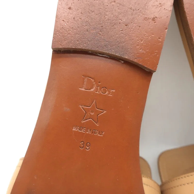 Christian Dior 30 Montaigne Flat Slide Sandals Camel Leather Size 39