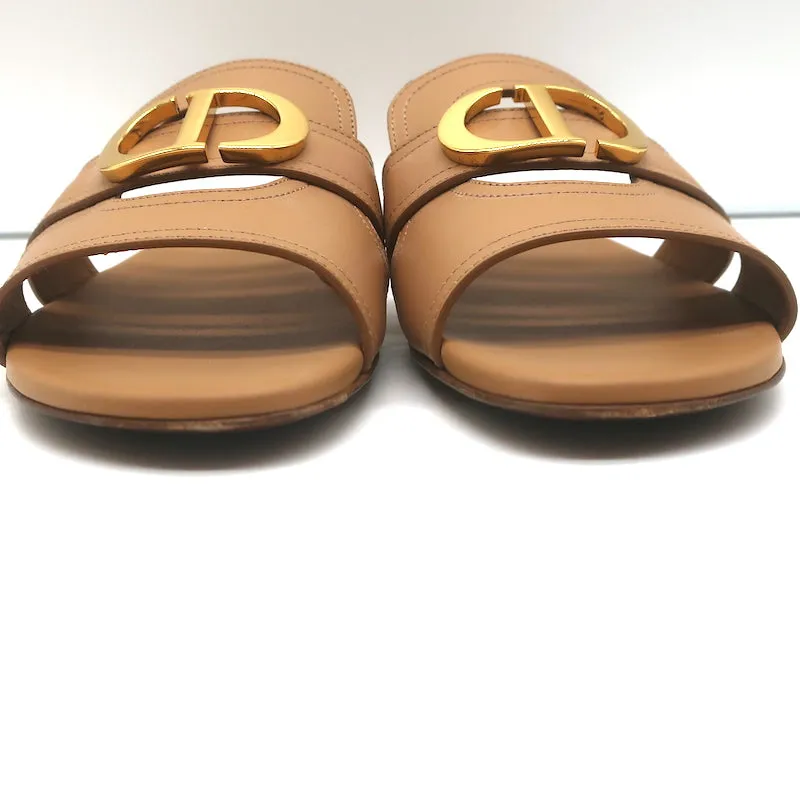 Christian Dior 30 Montaigne Flat Slide Sandals Camel Leather Size 39