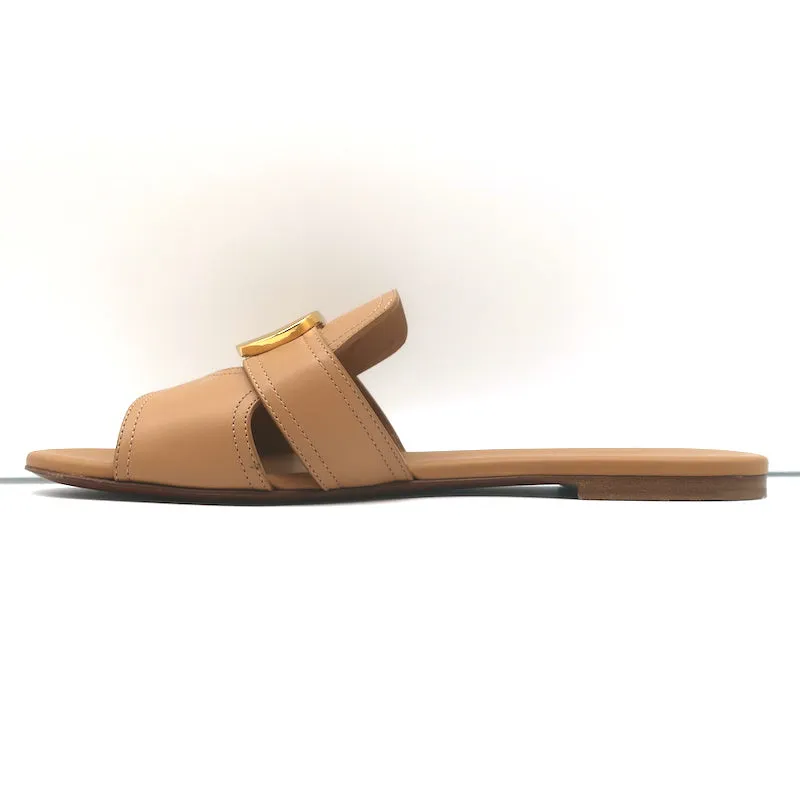 Christian Dior 30 Montaigne Flat Slide Sandals Camel Leather Size 39