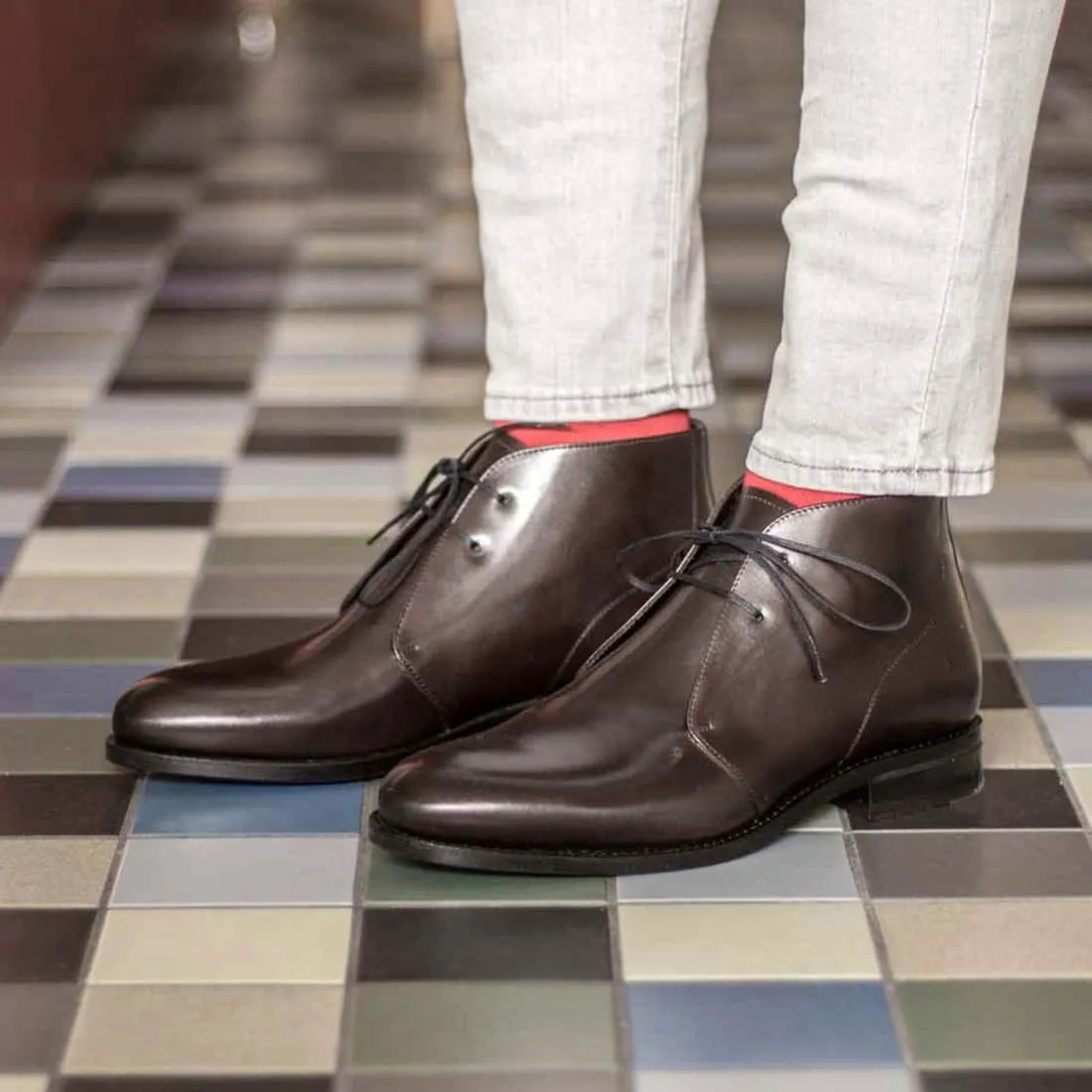 Chukka Boots en cuir marron foncé