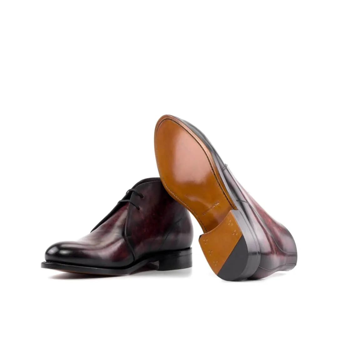 Chukka Boots en cuir patiné bordeaux