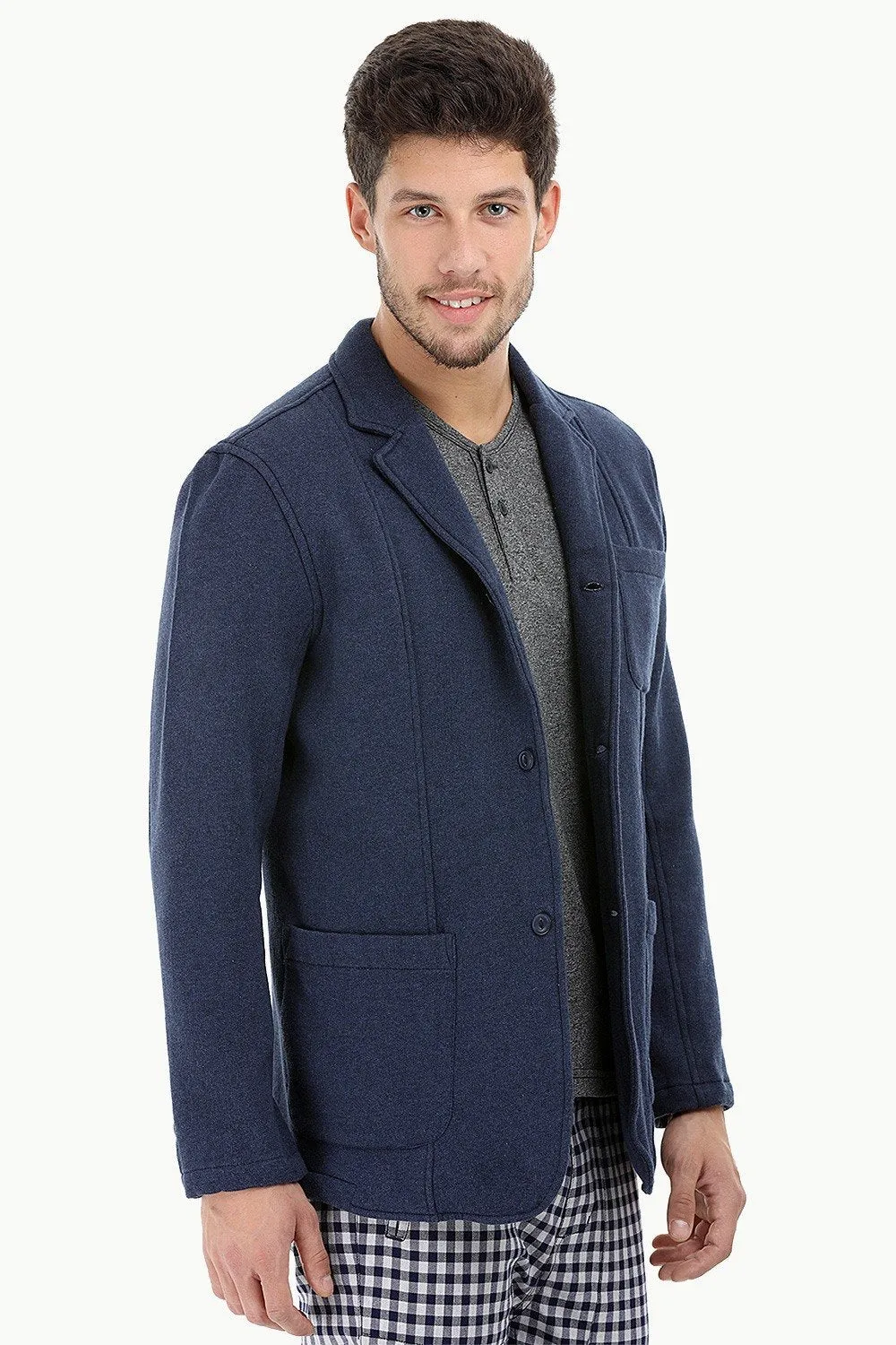 Cotton Fleece Blazer with 3 Buttons