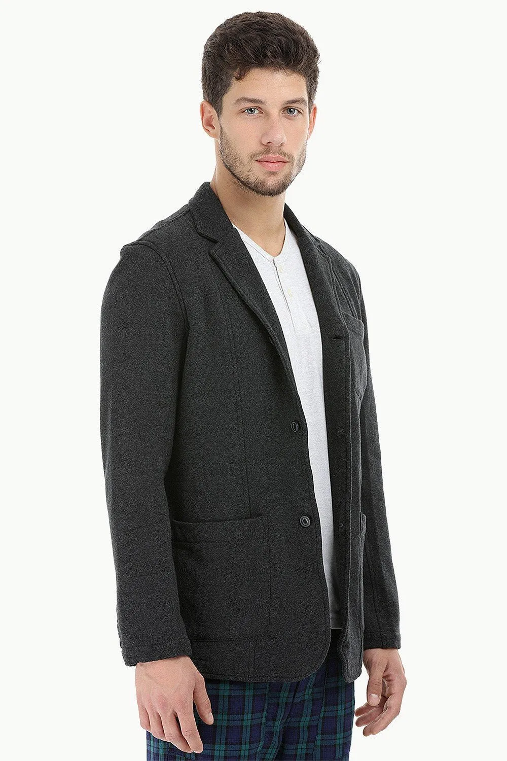 Cotton Fleece Blazer with 3 Buttons