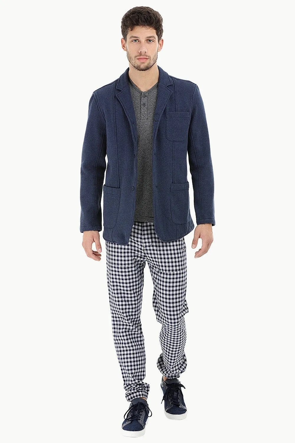 Cotton Fleece Blazer with 3 Buttons