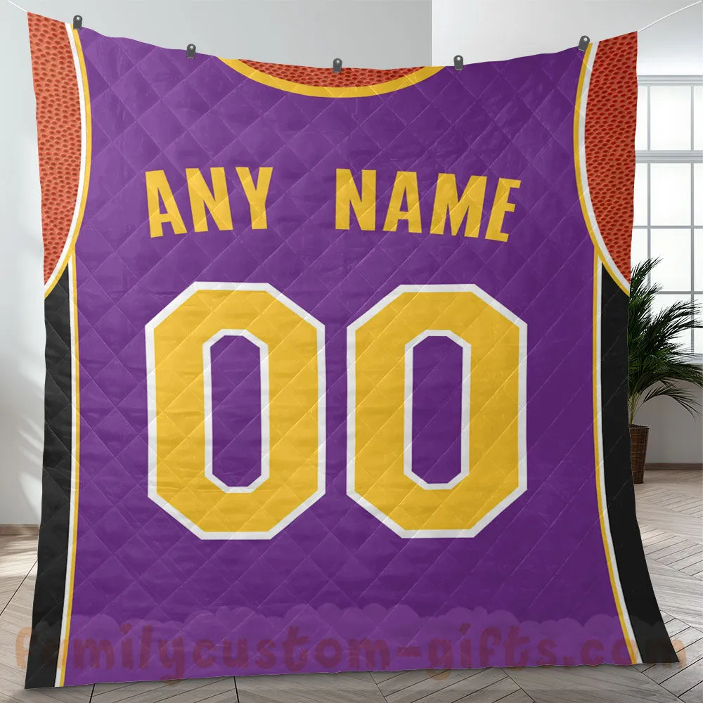 Custom Premium Quilt Blanket Los Angeles Jersey Basketball Personalized Quilt Gifts for Her & Him