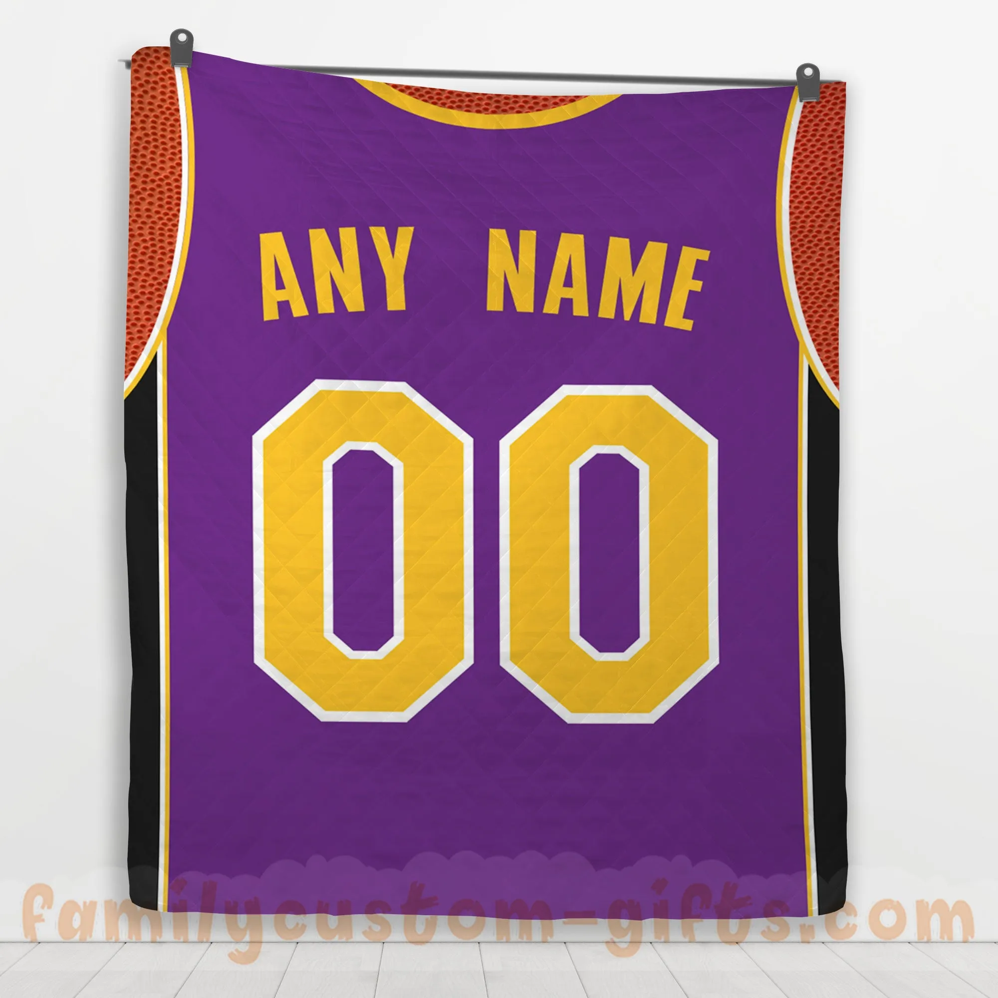 Custom Premium Quilt Blanket Los Angeles Jersey Basketball Personalized Quilt Gifts for Her & Him