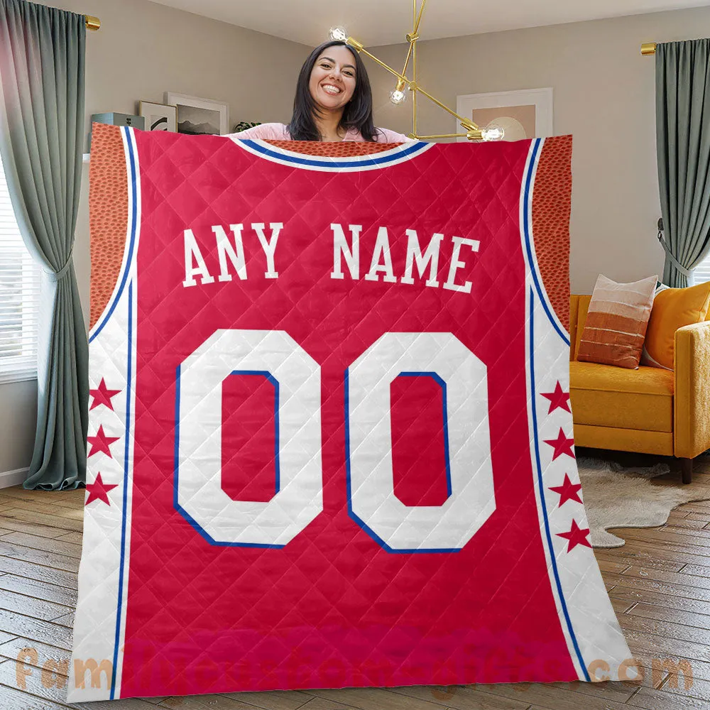 Custom Premium Quilt Blanket Philadelphia Jersey Basketball Personalized Quilt Gifts for Her & Him