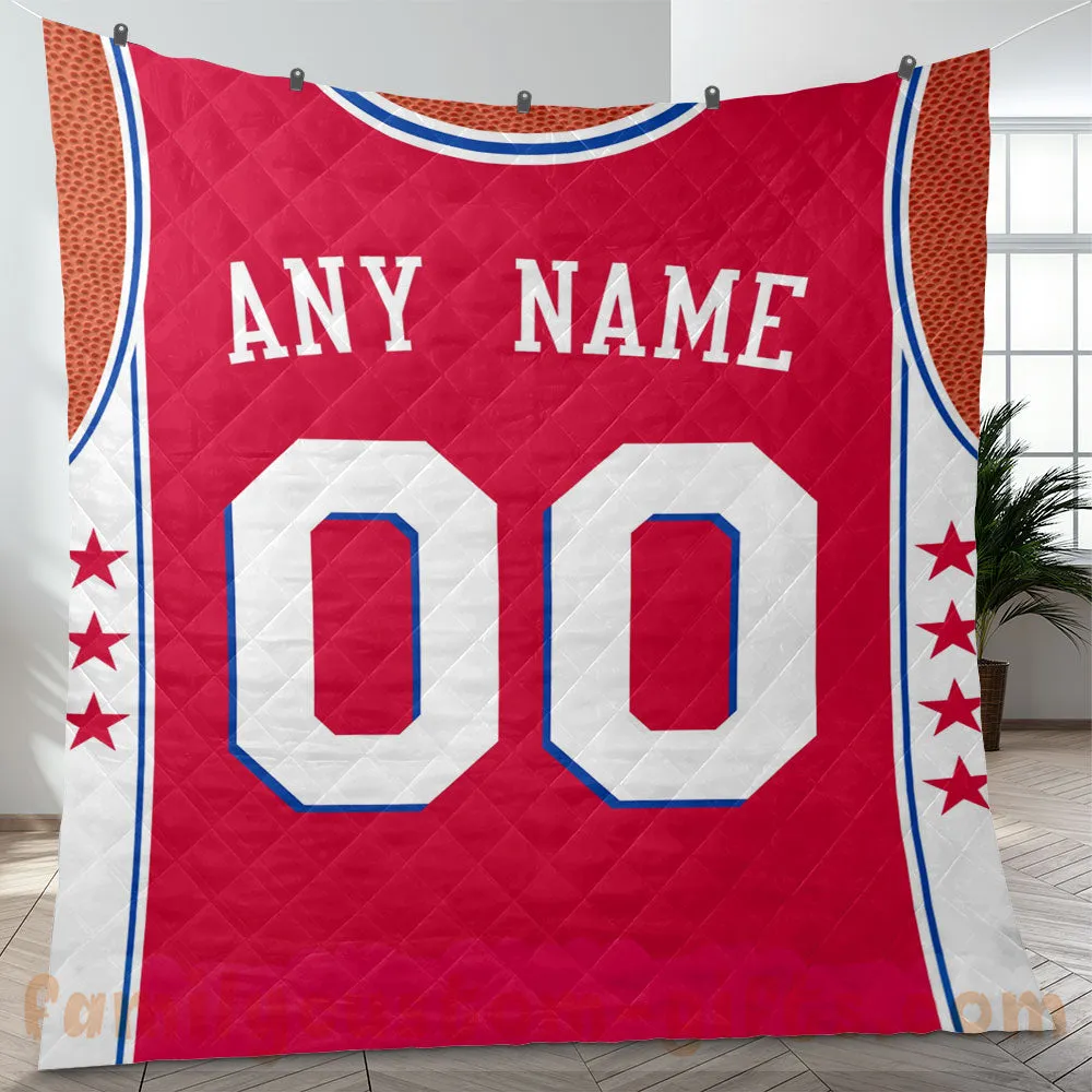 Custom Premium Quilt Blanket Philadelphia Jersey Basketball Personalized Quilt Gifts for Her & Him