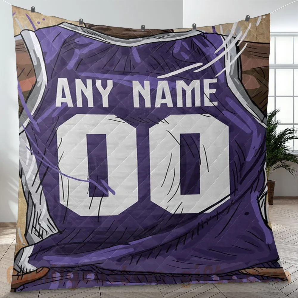 Custom Premium Quilt Blanket Sacramento Jersey Basketball Personalized Quilt Gifts for Her & Him
