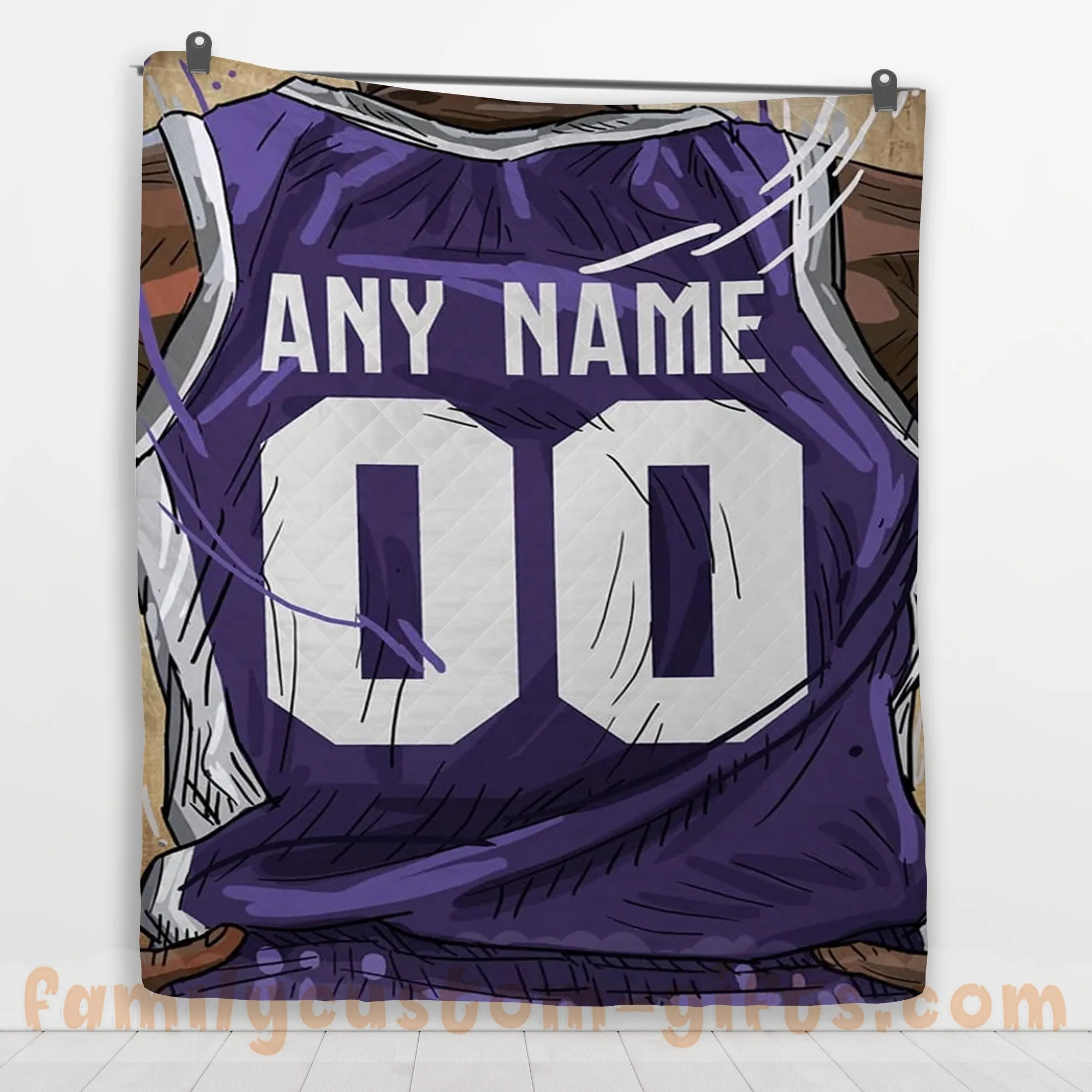 Custom Premium Quilt Blanket Sacramento Jersey Basketball Personalized Quilt Gifts for Her & Him