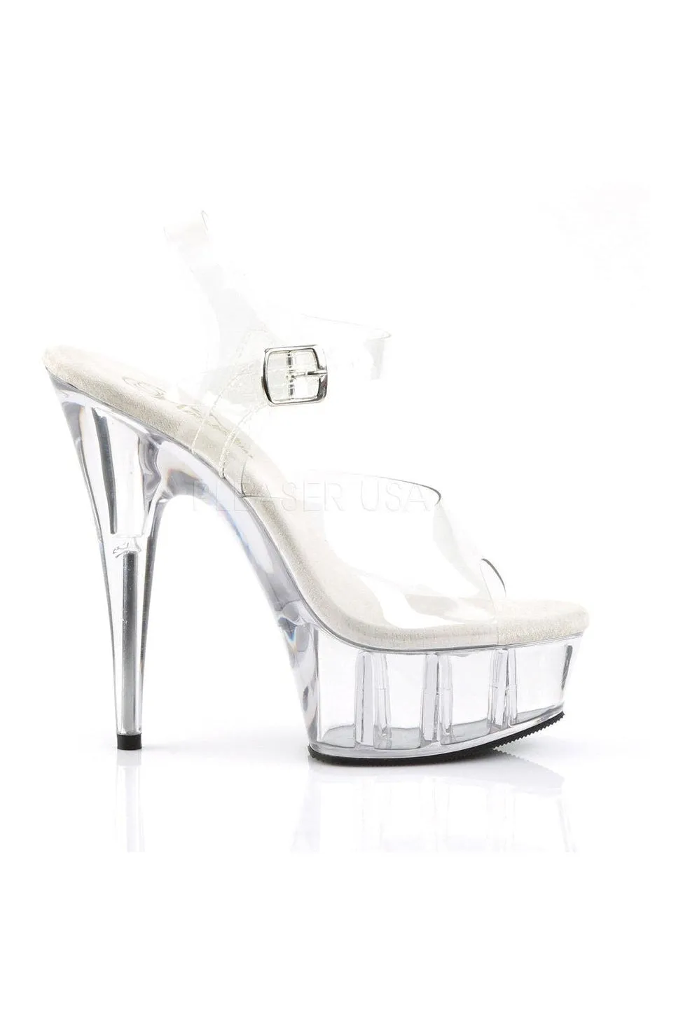 DELIGHT-608 Platform Sandal  | Clear Vinyl