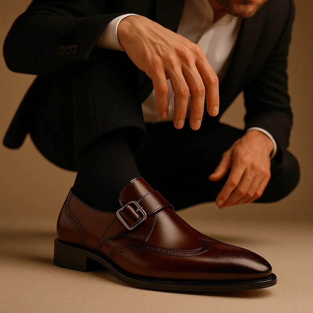 Domoir | Brogue Monkstrap Leather Shoes