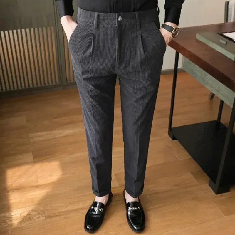 Dralven - Heren Corduroy Broek met Dubbele Plooi en Comfortabele Pasvorm