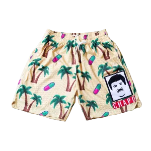 EL CHAPO BASKETBALL SHORTS (TAN)
