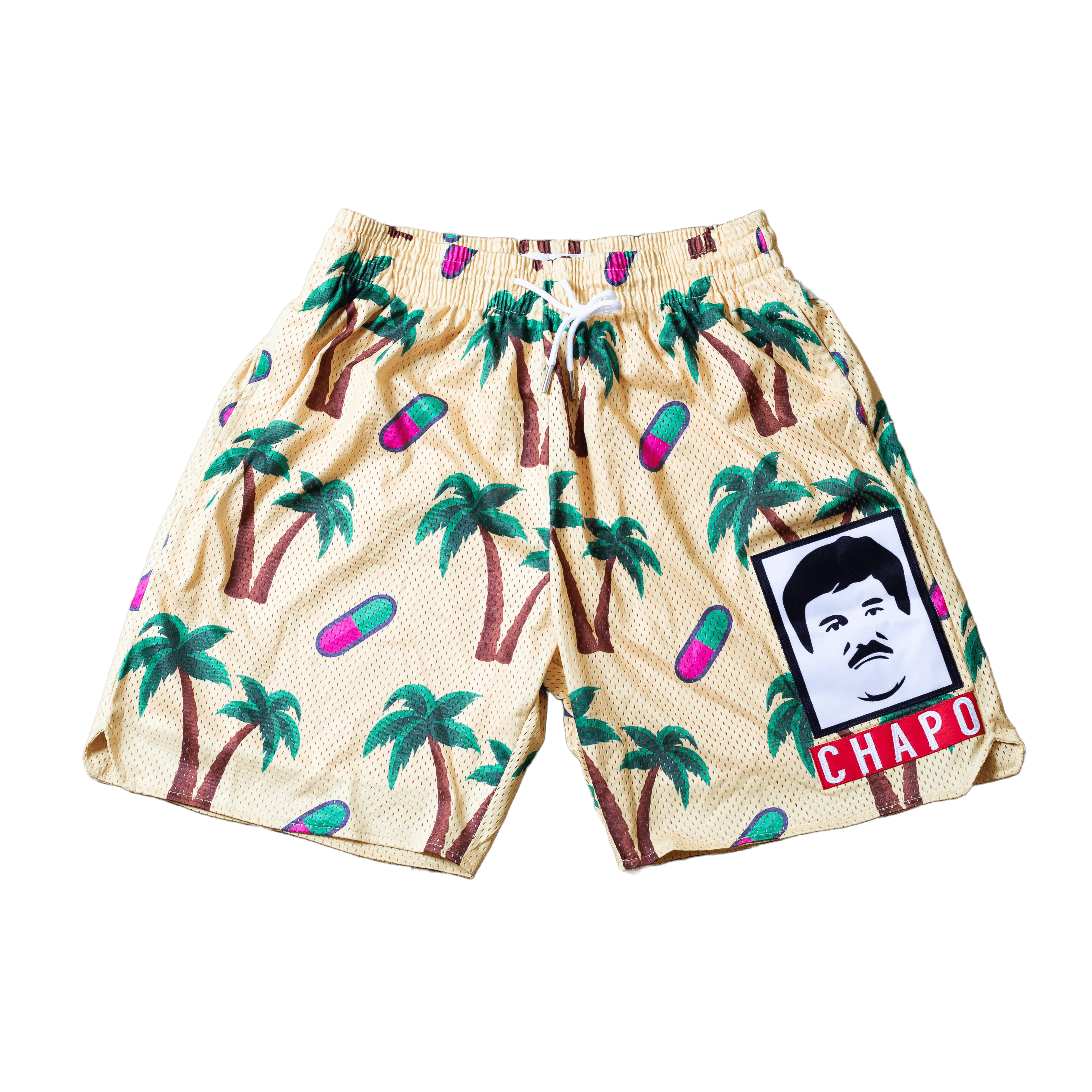 EL CHAPO BASKETBALL SHORTS (TAN)