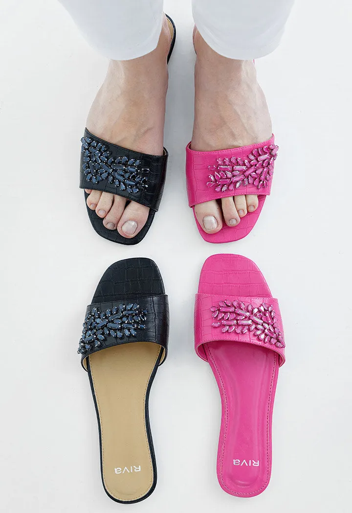 Embellish Stones Strap Sandals